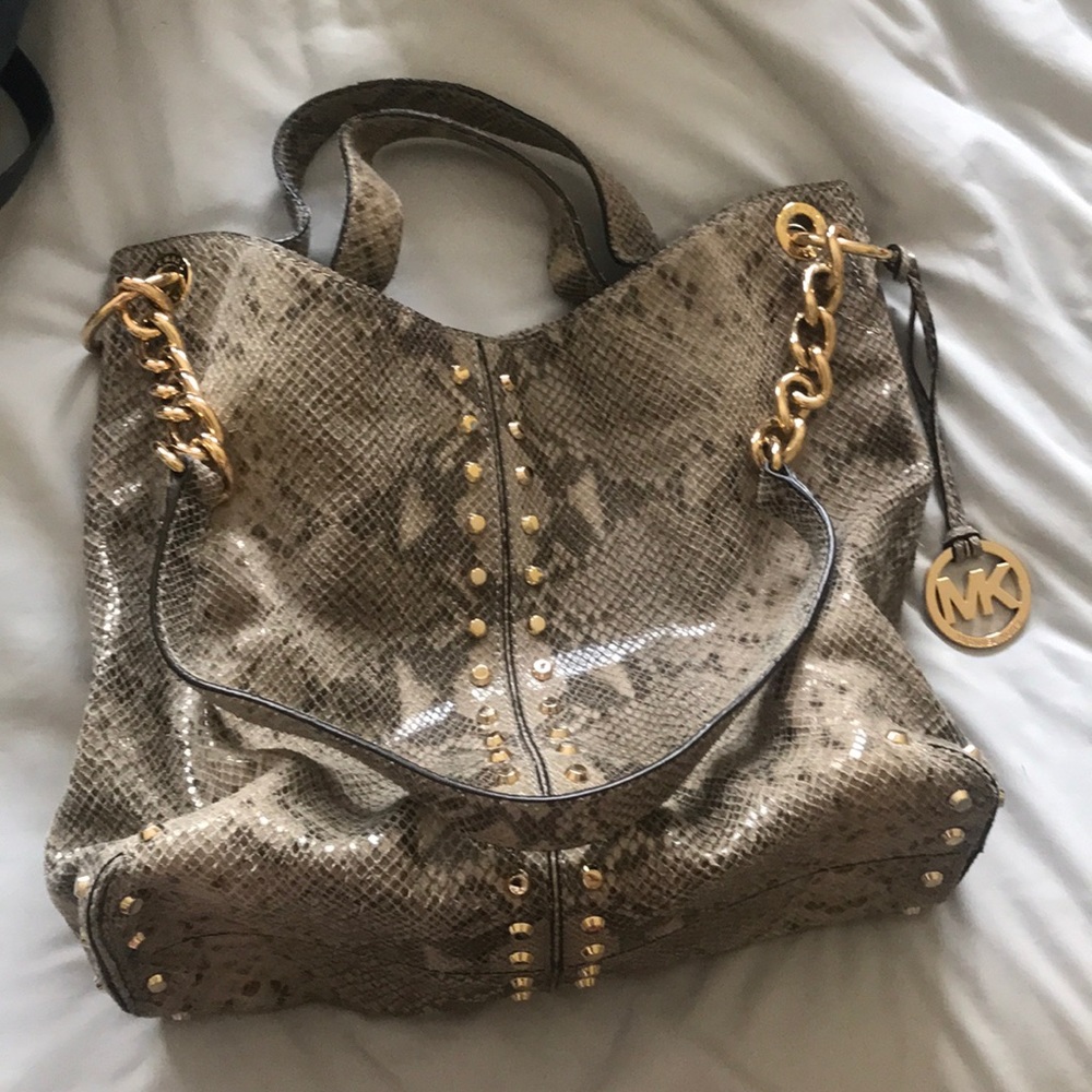 Michael kors snakeskin leather purse